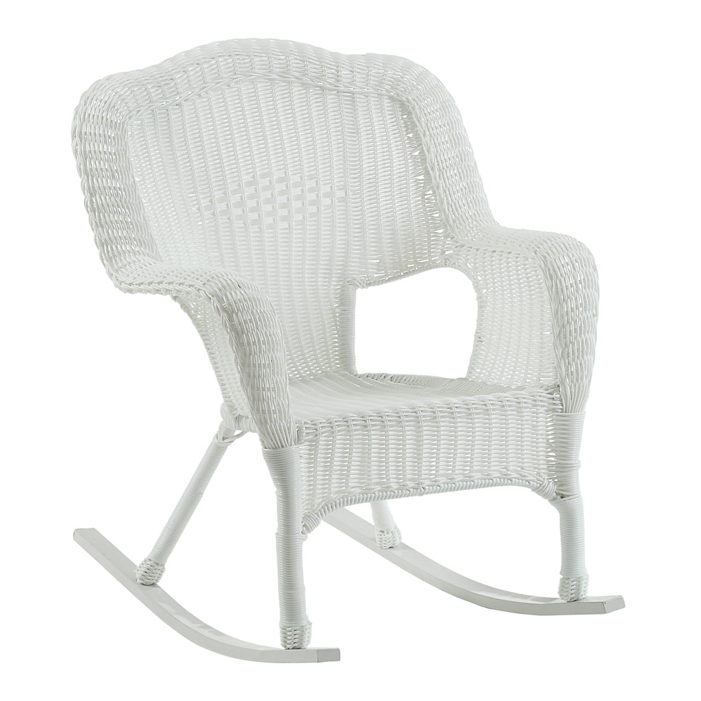 Weathered Grey Resin Wicker Porch Rocker D6689