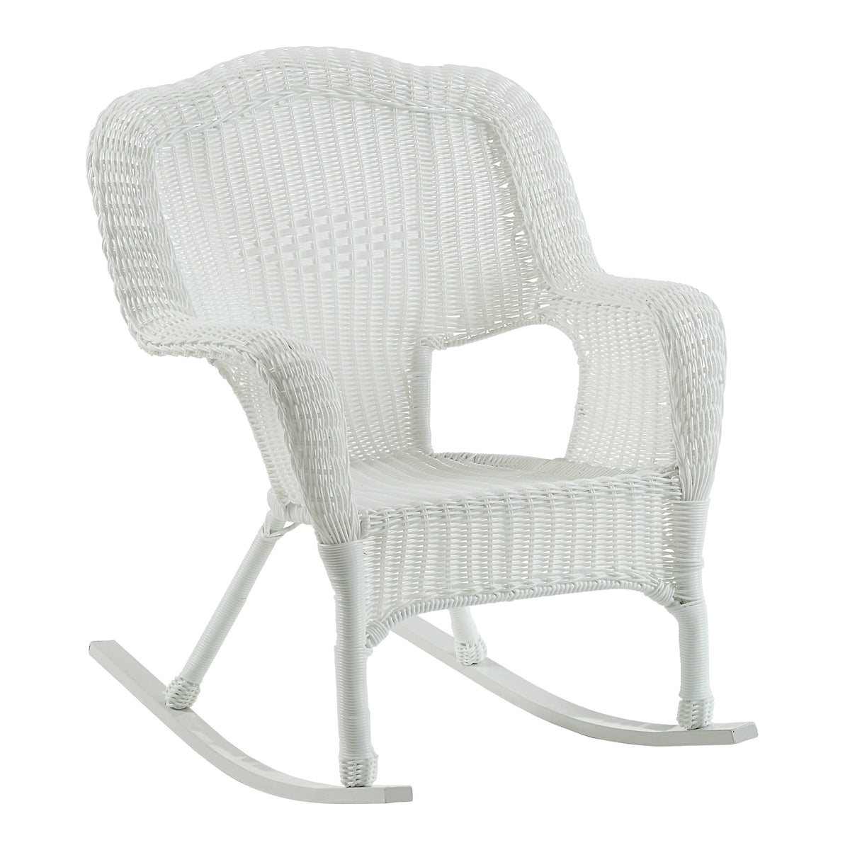 Weathered Grey Resin Wicker Porch Rocker D6689