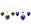 24k Yellow and White Gold Alexandrite and Blue Sapphire Necklace Set 18 inch O905444
