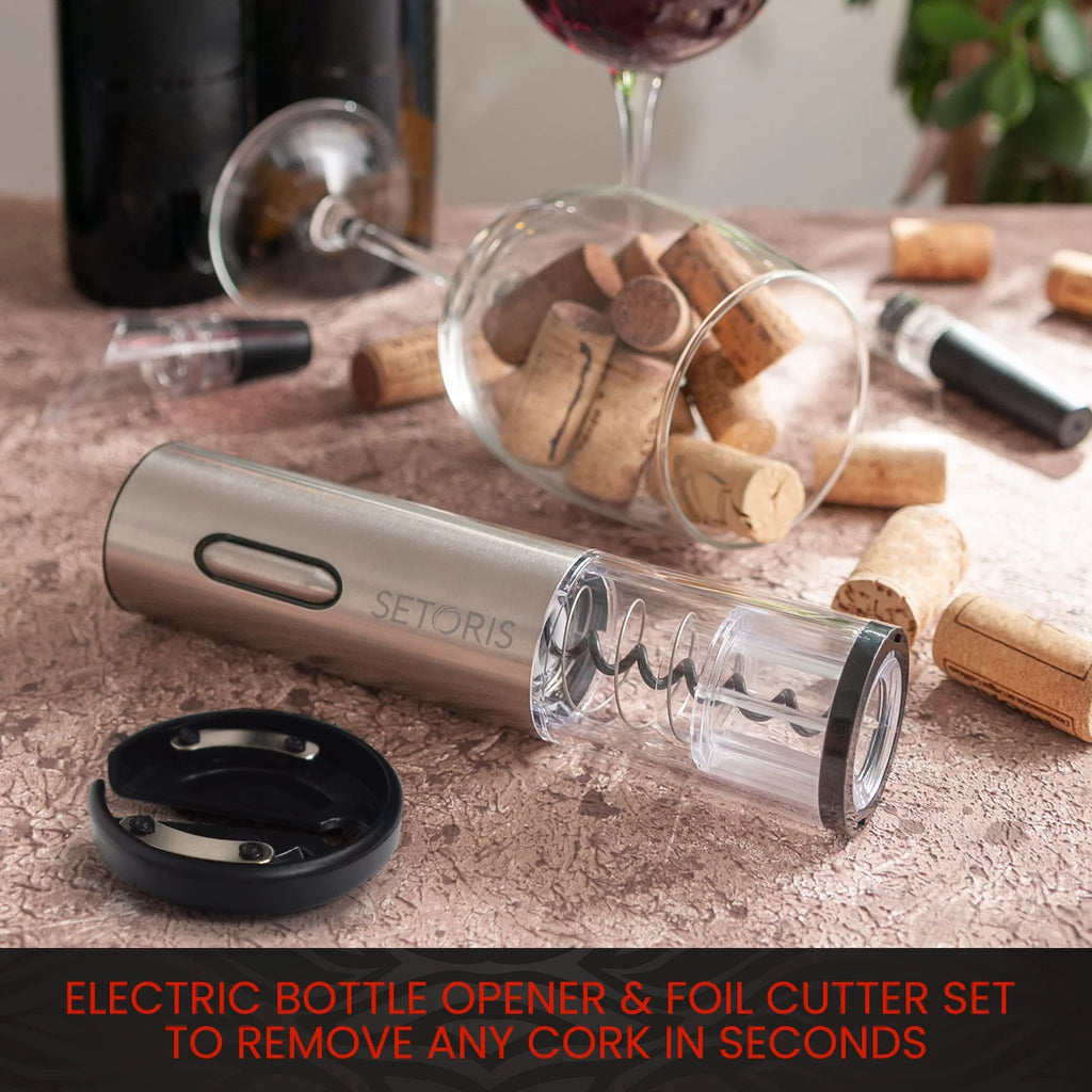 Rechargeable Stainless Steel Electric Wine Opener with Foil Cutter Set I410494