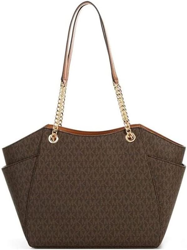 Brown Large Chain Shoulder Tote Y5376