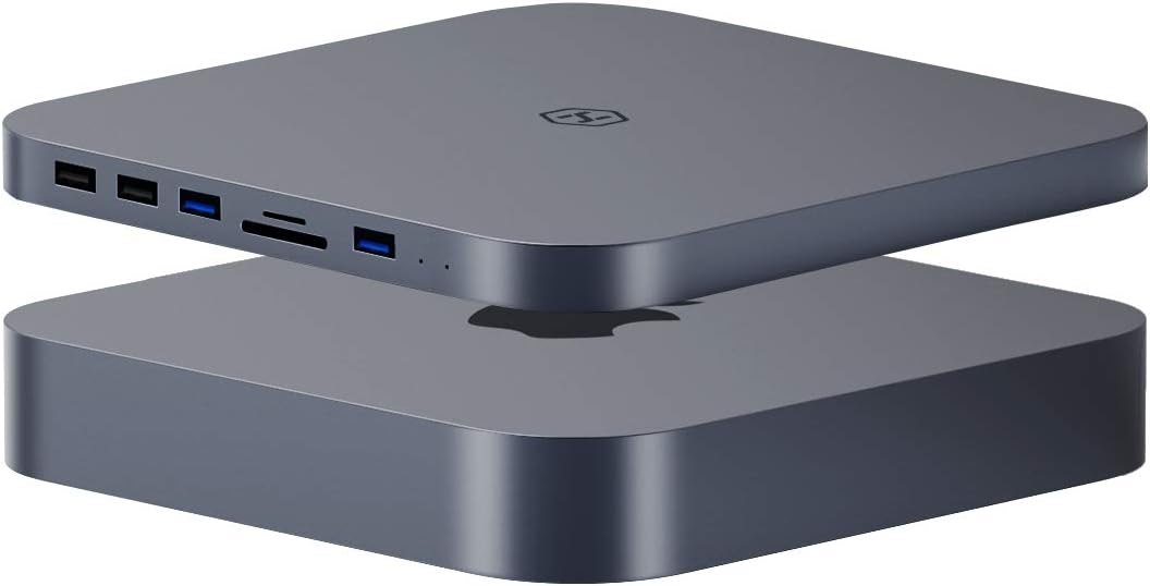 USB-C Hub with Hard Drive Enclosure, SATA, USB 3.0, SD/TF Card Reader, USB 2.0 Ports for Mac Mini (Silver) E37581