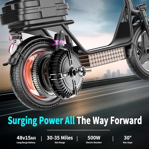 Electric Scooter with Seat, 500W Motor, 14" Pneumatic Tire K5930