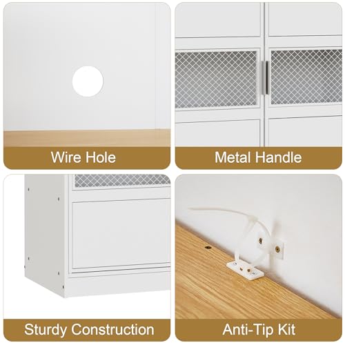 White 72'' Tall Kitchen Pantry Cabinet with Microwave Stand A48270