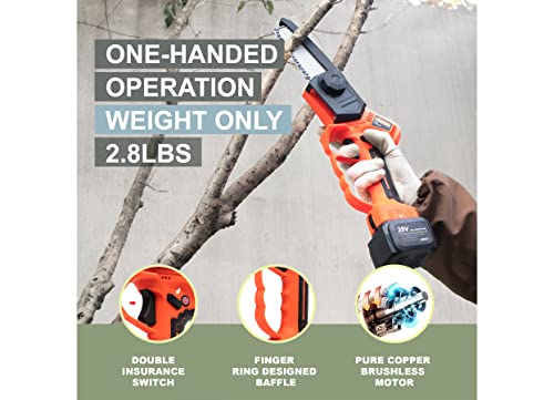Cordless Electric Pruner Kit, 1.6 Inch Pruning Shears, 5 Inch Handheld Electric Chain Saw with 75 Inch Foldable Extension Pole, 2 Pack 25V Lithium Batteries, SK5 Blades R3276