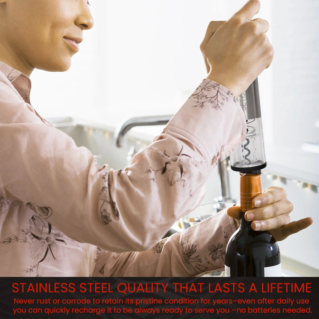 Rechargeable Stainless Steel Electric Wine Opener with Foil Cutter Set I410494