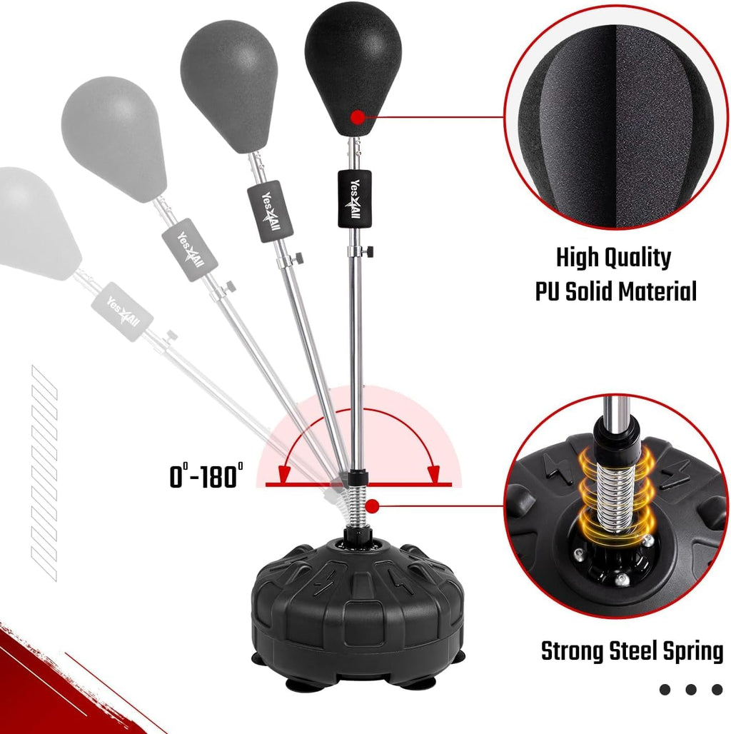 Punching Bag with Stand, Adjustable Height, PU Leather Speed Reflex Ball F507