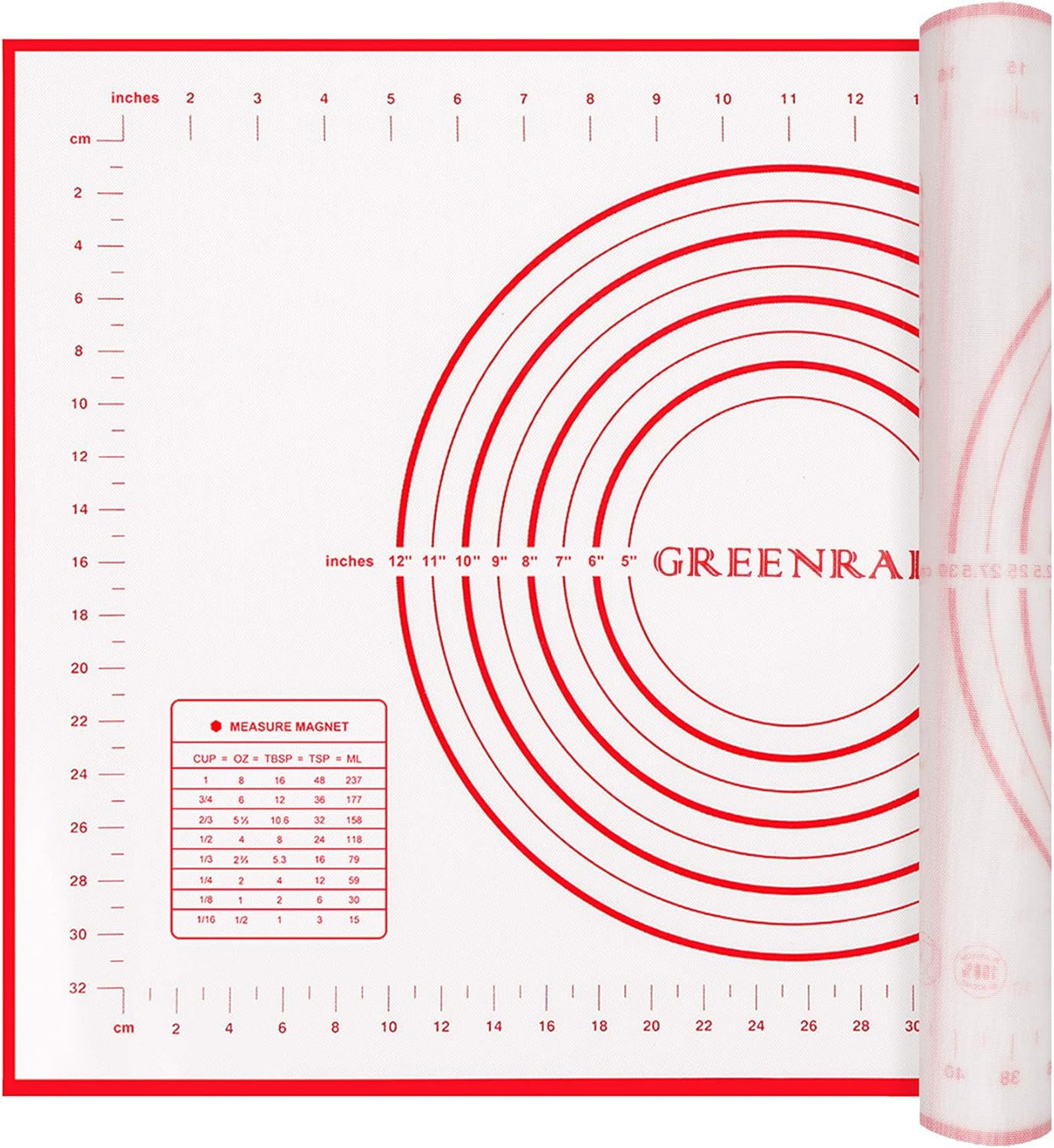 Large Silicone Non Stick Baking Mat with Measurement, Red F36316