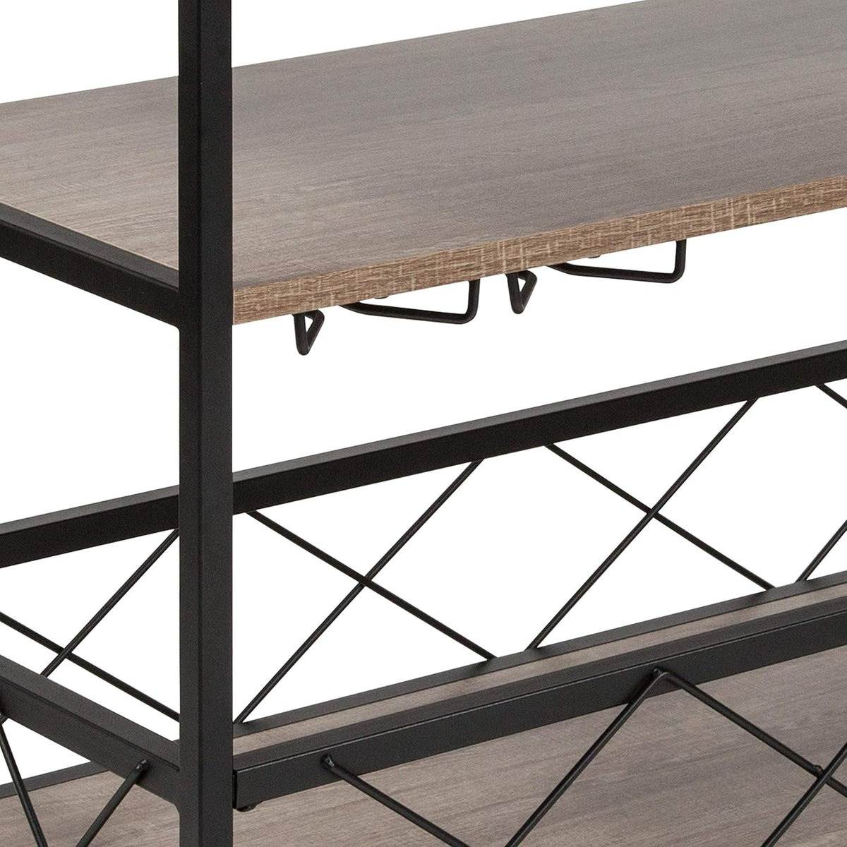 Light Oak Wood Kitchen Bar Cart with Storage Rack and Shelf A31428