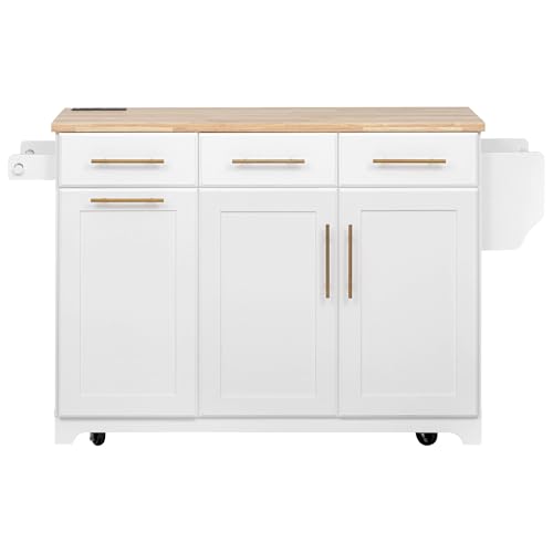 White Kitchen Island with Storage M28296