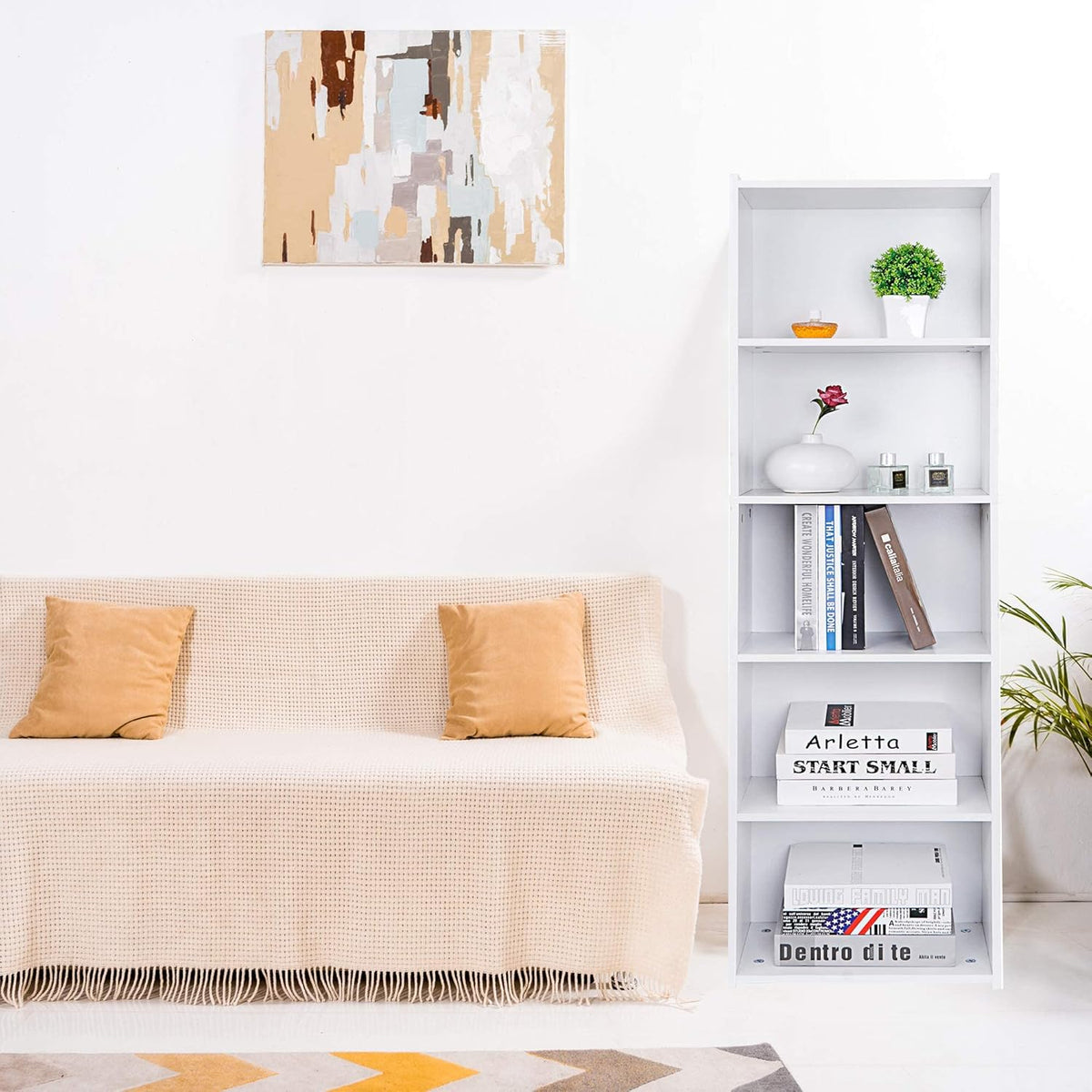 White 5-Shelf Wood Bookcase G595434