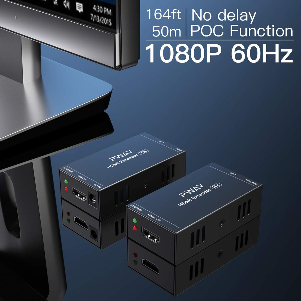 HDMI Extender Over Ethernet Cat5e/6 Up to 165ft/50m 1080P HD Video A337