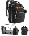 Black Large Diaper Bag Backpack with Changing Station S31021