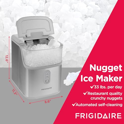 Compact Countertop Nugget Ice Maker, 33lbs per Day, Metallic Finish J85513