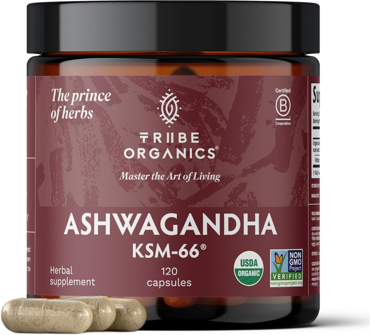 Ashwagandha Organic Root Powder Extract Supplement 600mg 120 Capsules V8652
