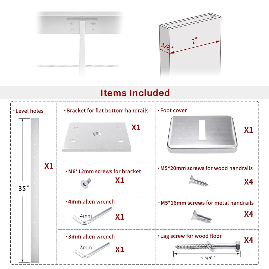 Stainless Steel Brushed Cable Railing Post J7623