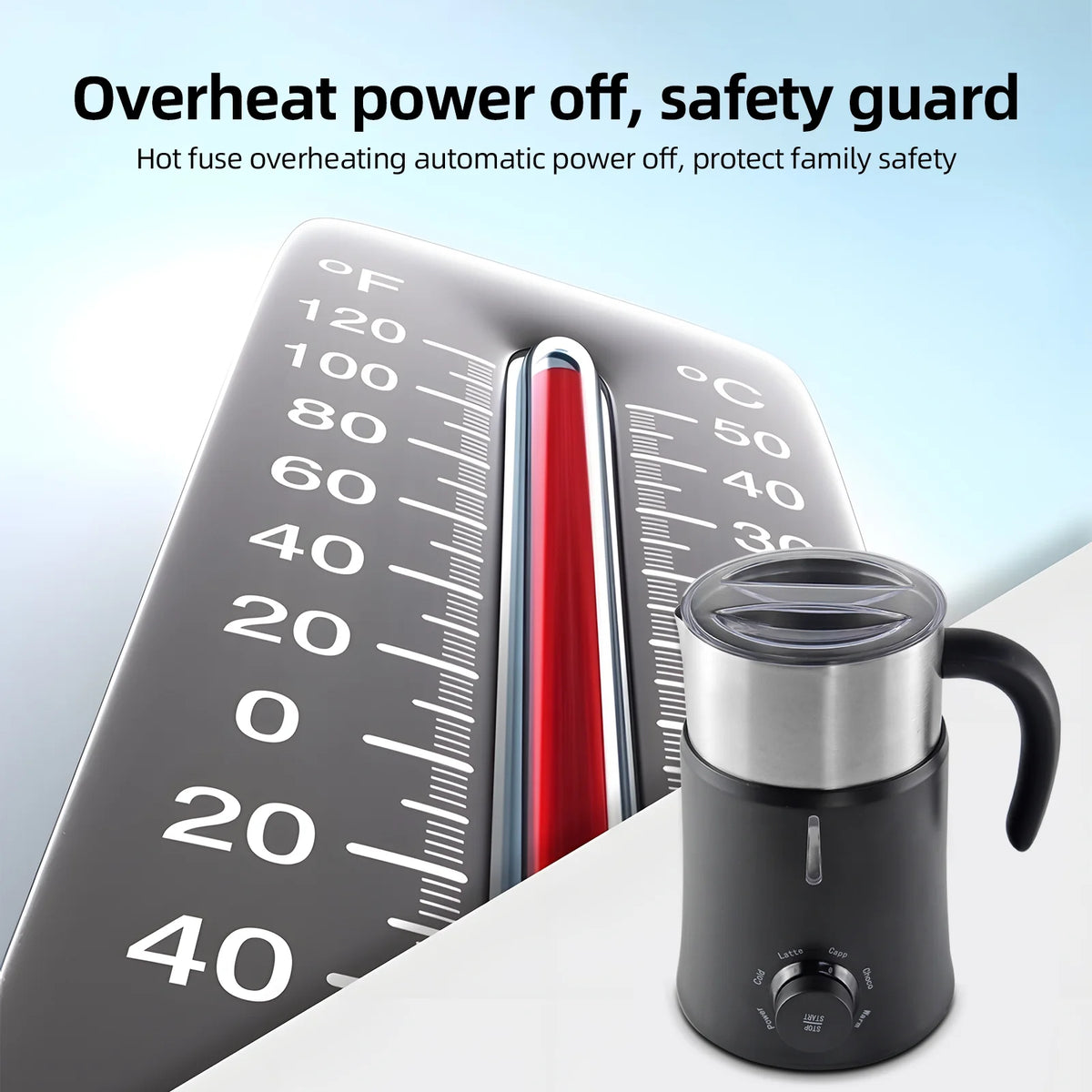 5 in 1 Electric Milk Frother - 24oz/700ml Hot and Cold Foam Maker and Milk Warmer 500W Non-Slip Coffee Frother P4745