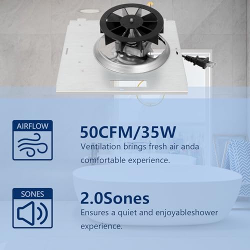 50 CFM Bathroom Fan Motor, 2.0 Sone, 9"x9" W995049