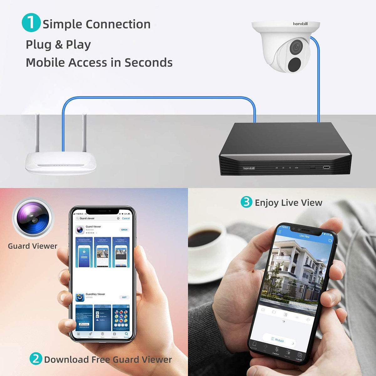 4K PoE Security Camera System 8 Channels 4pcs Dome Cameras 2TB Hard Disk V42642