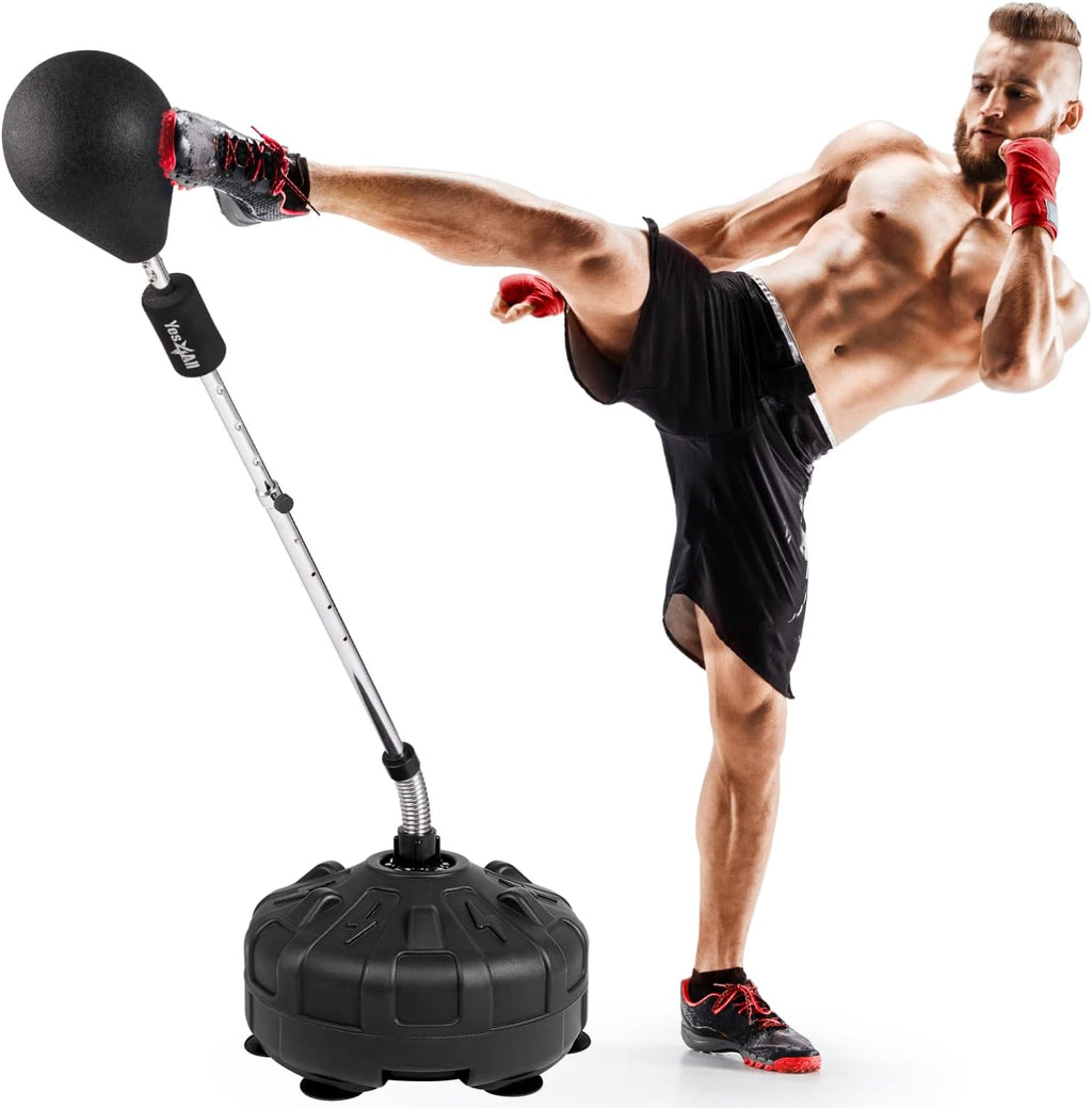 Punching Bag with Stand, Adjustable Height, PU Leather Speed Reflex Ball F507