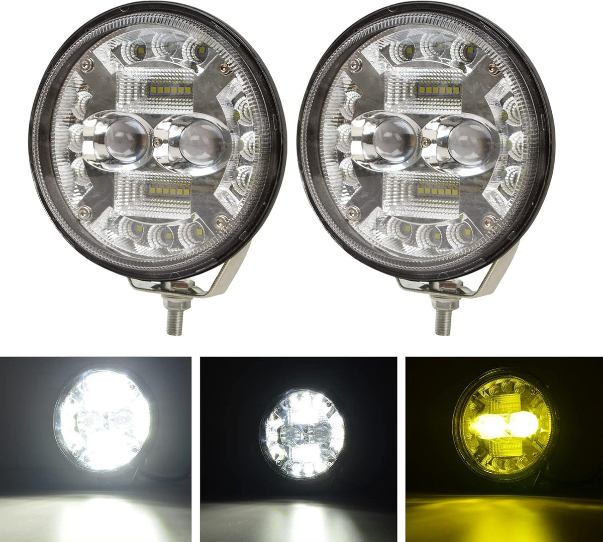 5 Inch Round LED Driving Lights 2pcs 68W Dual Color 6000K White & 3500K Amber Q4139