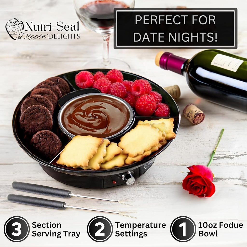 Electric Fondue Pot Set with 4 Roasting Forks Q63858
