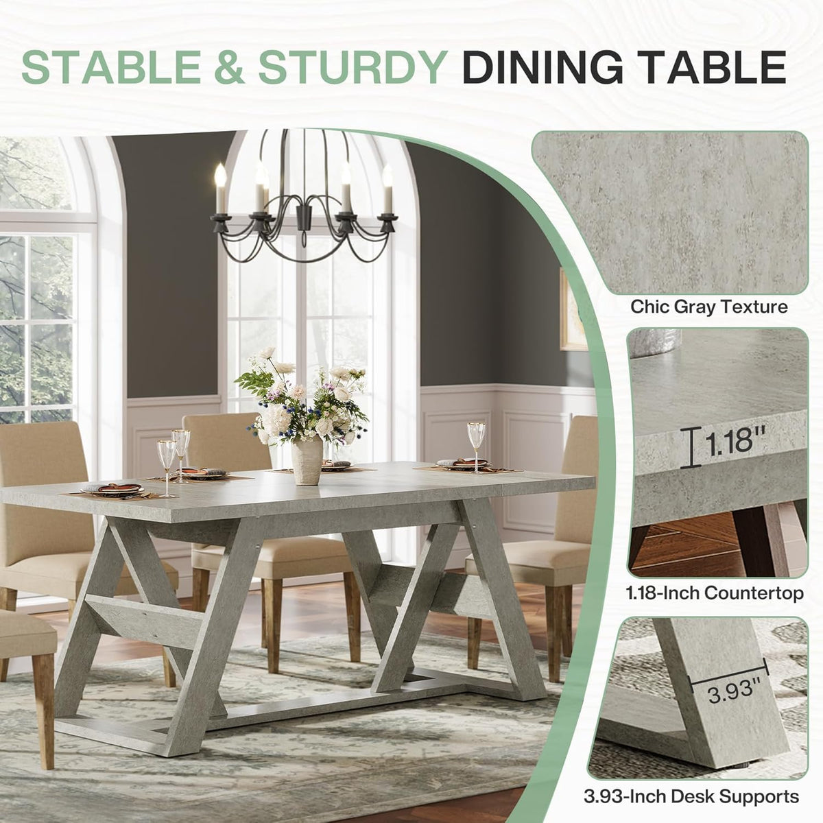 Gray Wood Dining Table L28663