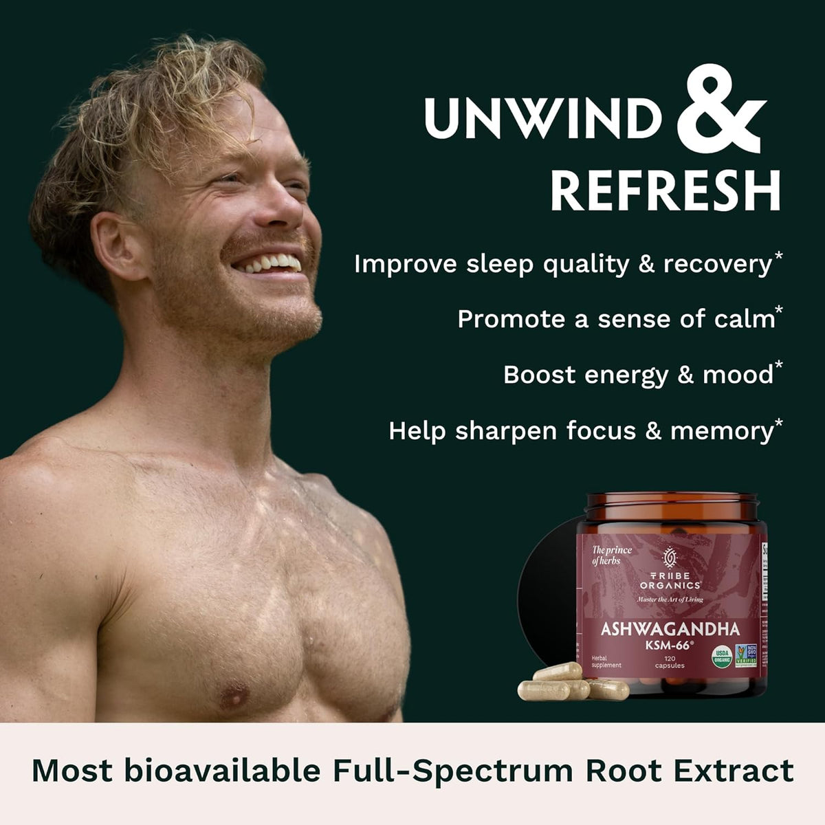 Ashwagandha Organic Root Powder Extract Supplement 600mg 120 Capsules V8652