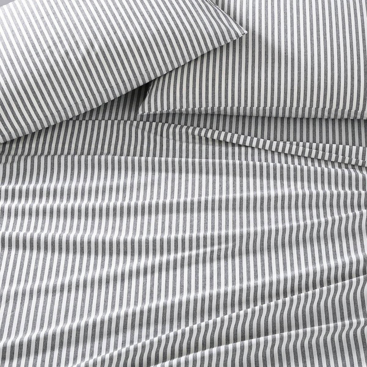 Grey Striped Percale Twin Sheet Set C9770