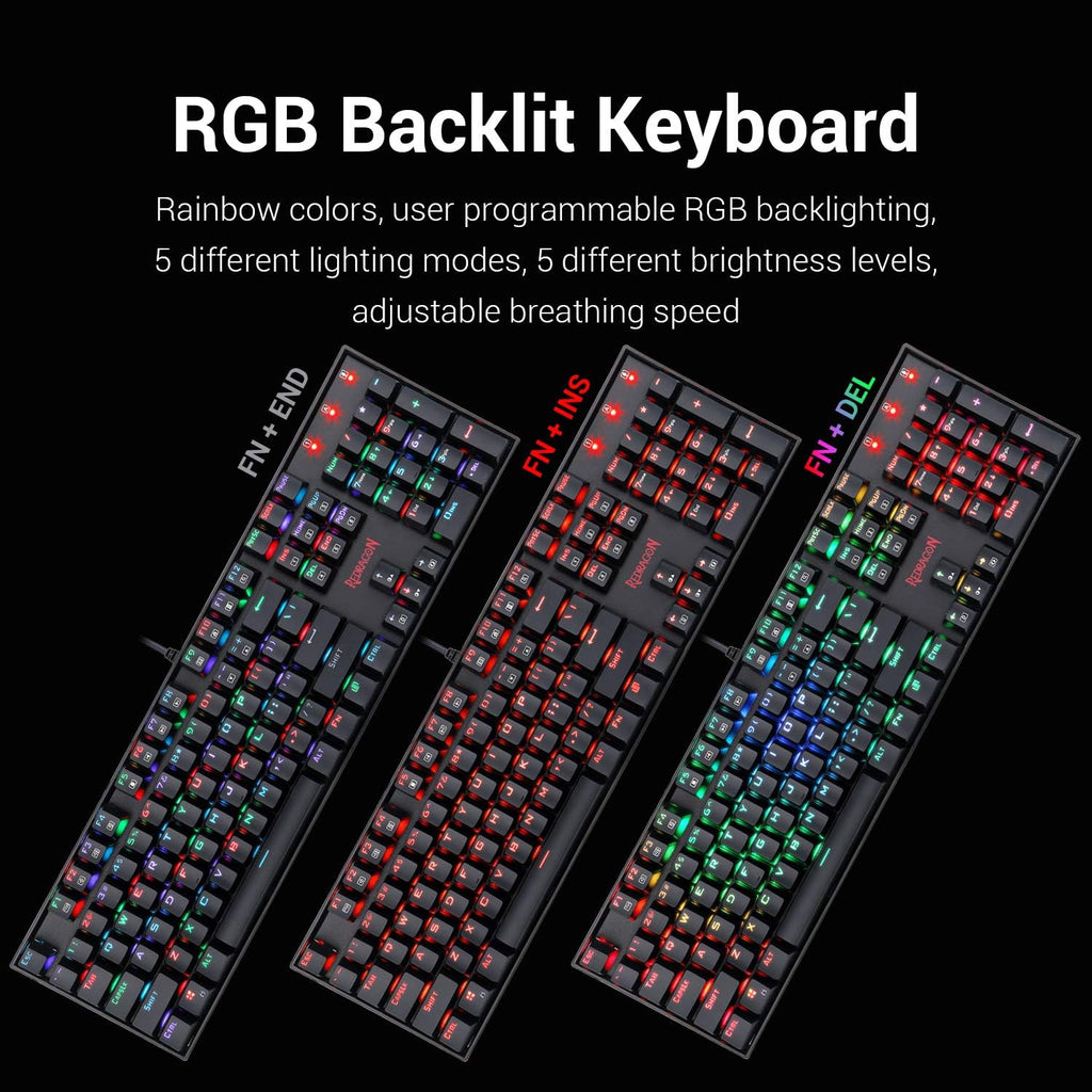 Mechanical Gaming Keyboard and Mouse Combo Wired RGB Backlit 104 Key 7200 DPI W635378