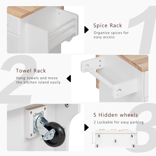 White Kitchen Island with Storage M28296