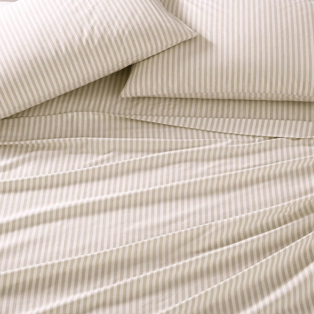 Grey Striped Percale Twin Sheet Set C9770