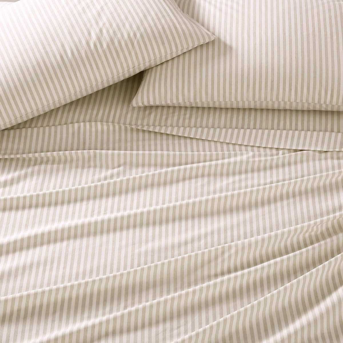 Grey Striped Percale Twin Sheet Set C9770