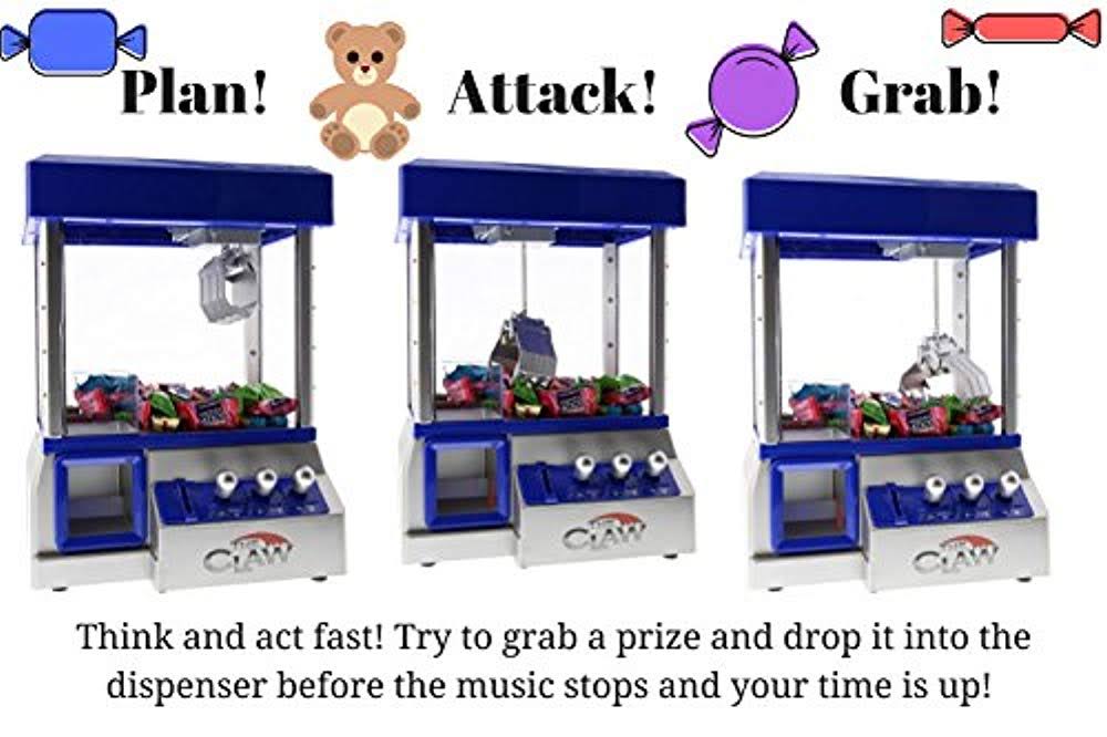 Blue Electronic Candy Grabber Machine Arcade Game with LED Lights A368