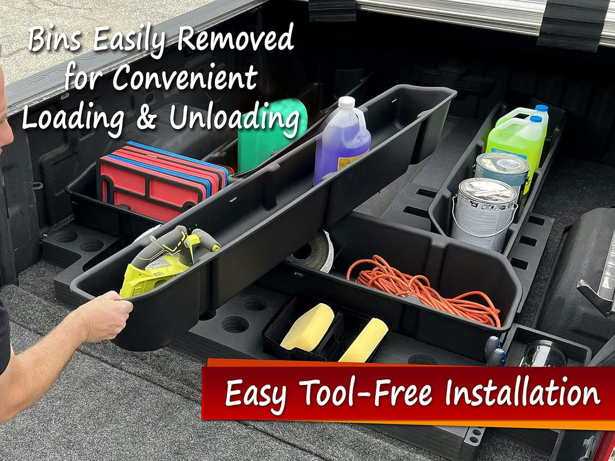 Complete Truck Bed Storage System Cargo Organizer with 4 Weatherproof Containers N7348