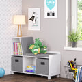 Gray Kids Storage Bench with Cubbies and 2pc Bin G211