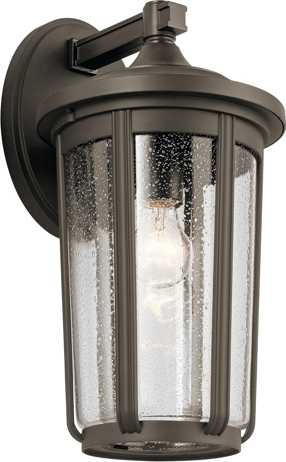 1 Light Outdoor Wall Light with Clear Water Glass in Textured Black L72021