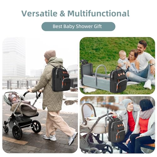 Black Large Diaper Bag Backpack with Changing Station S31021