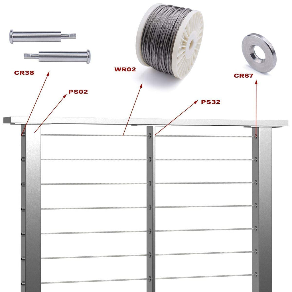 Stainless Steel Brushed Cable Railing Post J7623