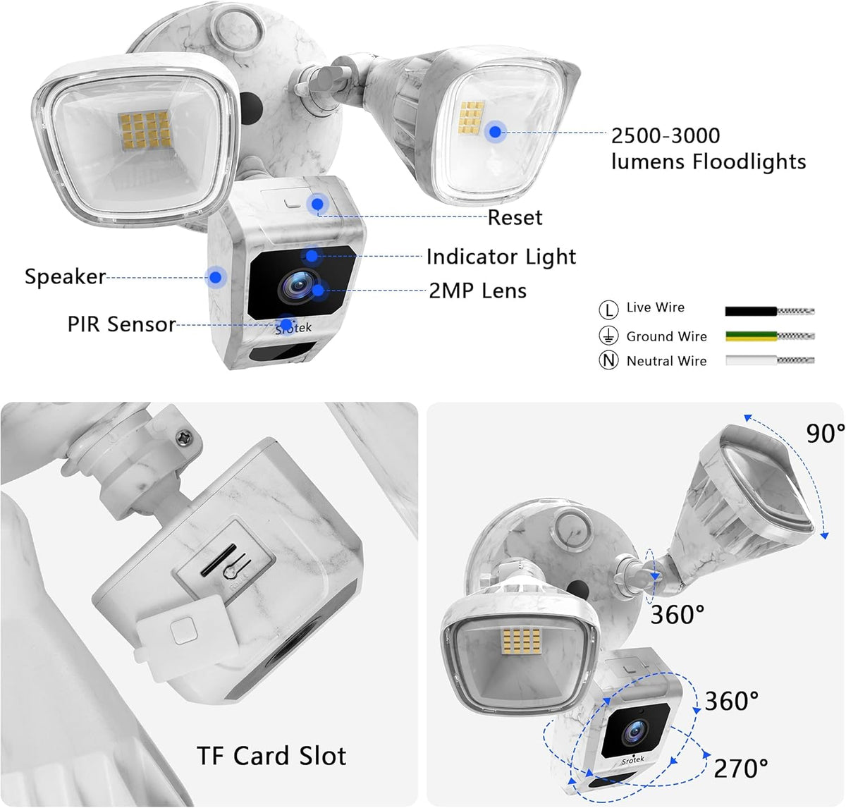 Wireless Outdoor 1080P HD Floodlight Security Camera C8984