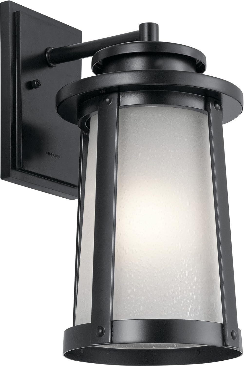 1 Light Outdoor Wall Light with Clear Water Glass in Textured Black L72021