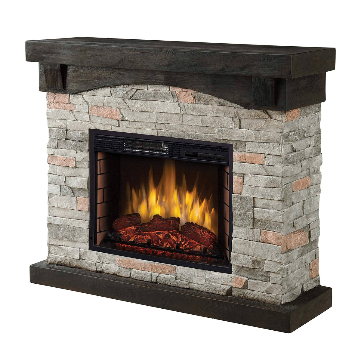42x22 Grey Faux Stone Electric Fireplace R129725