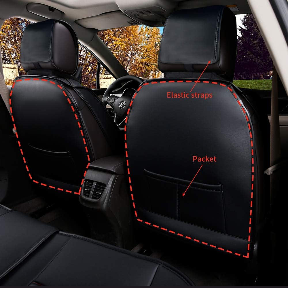 Faux Leather Car Seat Covers Full Set Black P655