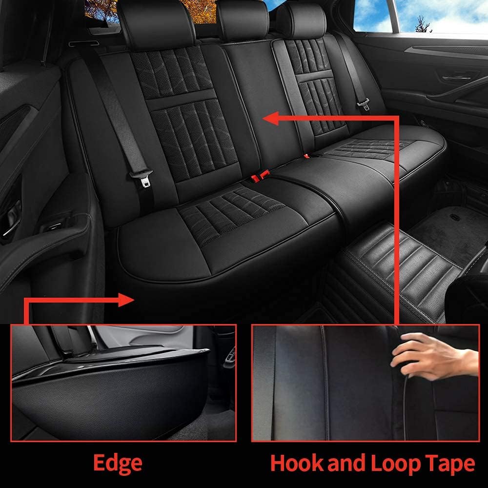 Faux Leather Car Seat Covers Full Set Black P655