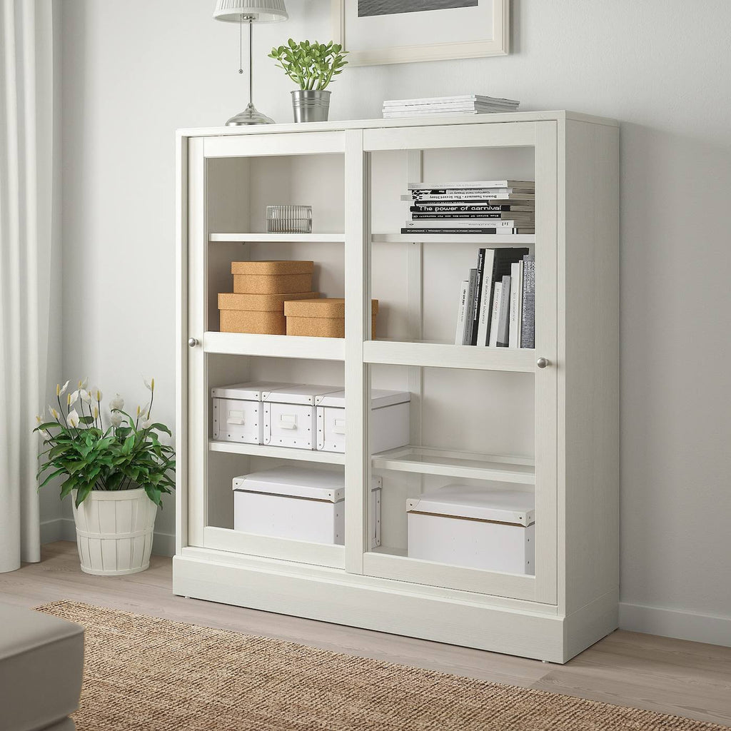 White Clear Glass Glass-Door Cabinet with Base G323
