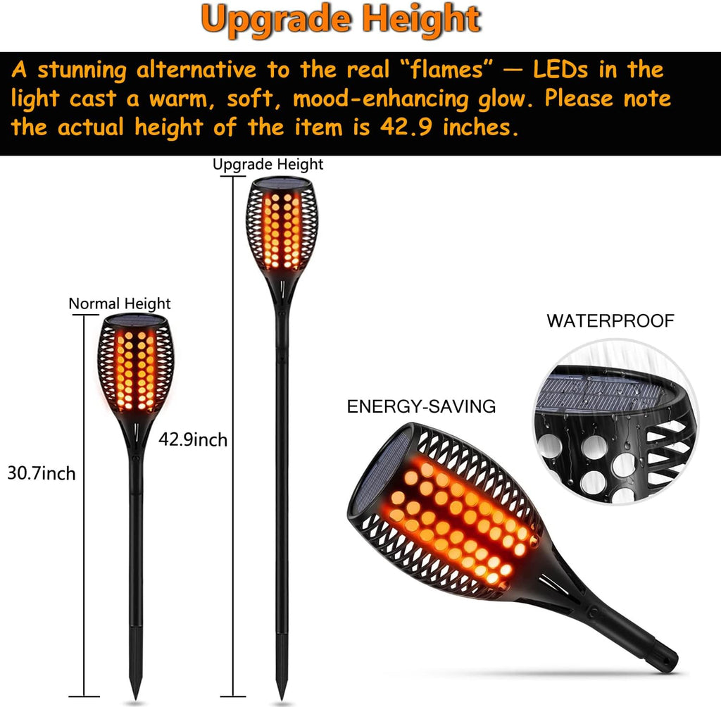 Solar Torch Lights, Waterproof Outdoor Dancing Flames Garden Lights, 43 96 LED R71587