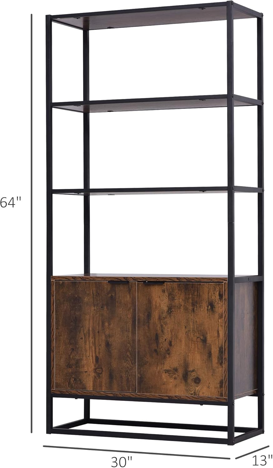 Brown Storage Cabinet with 3 Open Shelves F1572