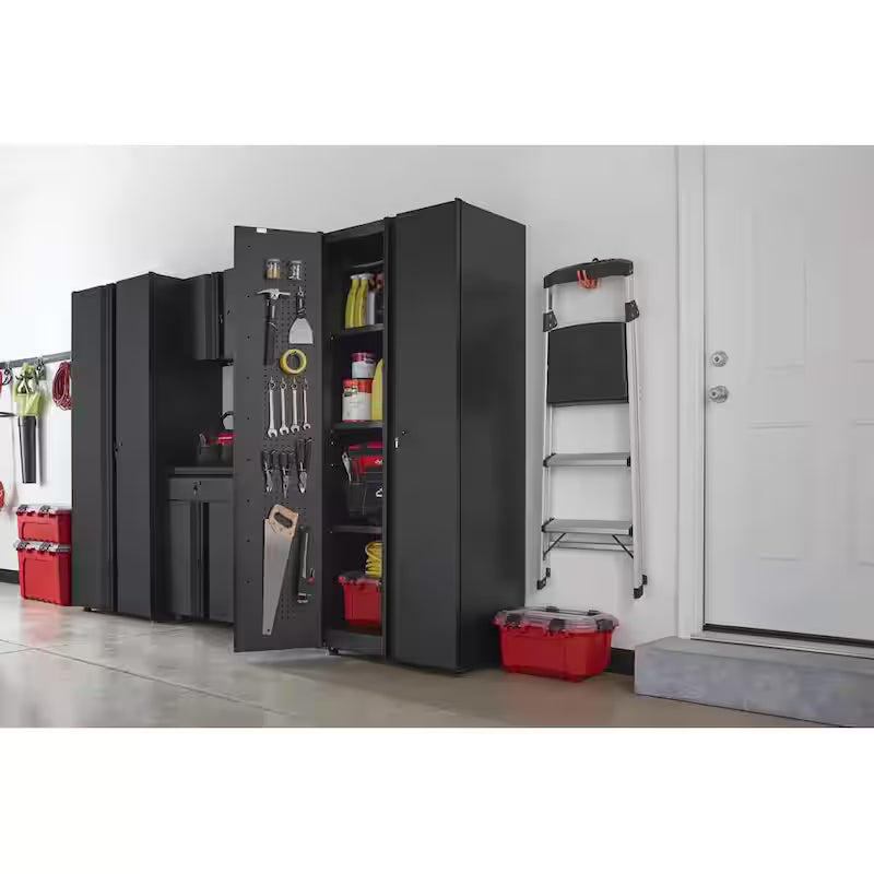 24-Gauge Steel Freestanding Garage Cabinet in Black M681752