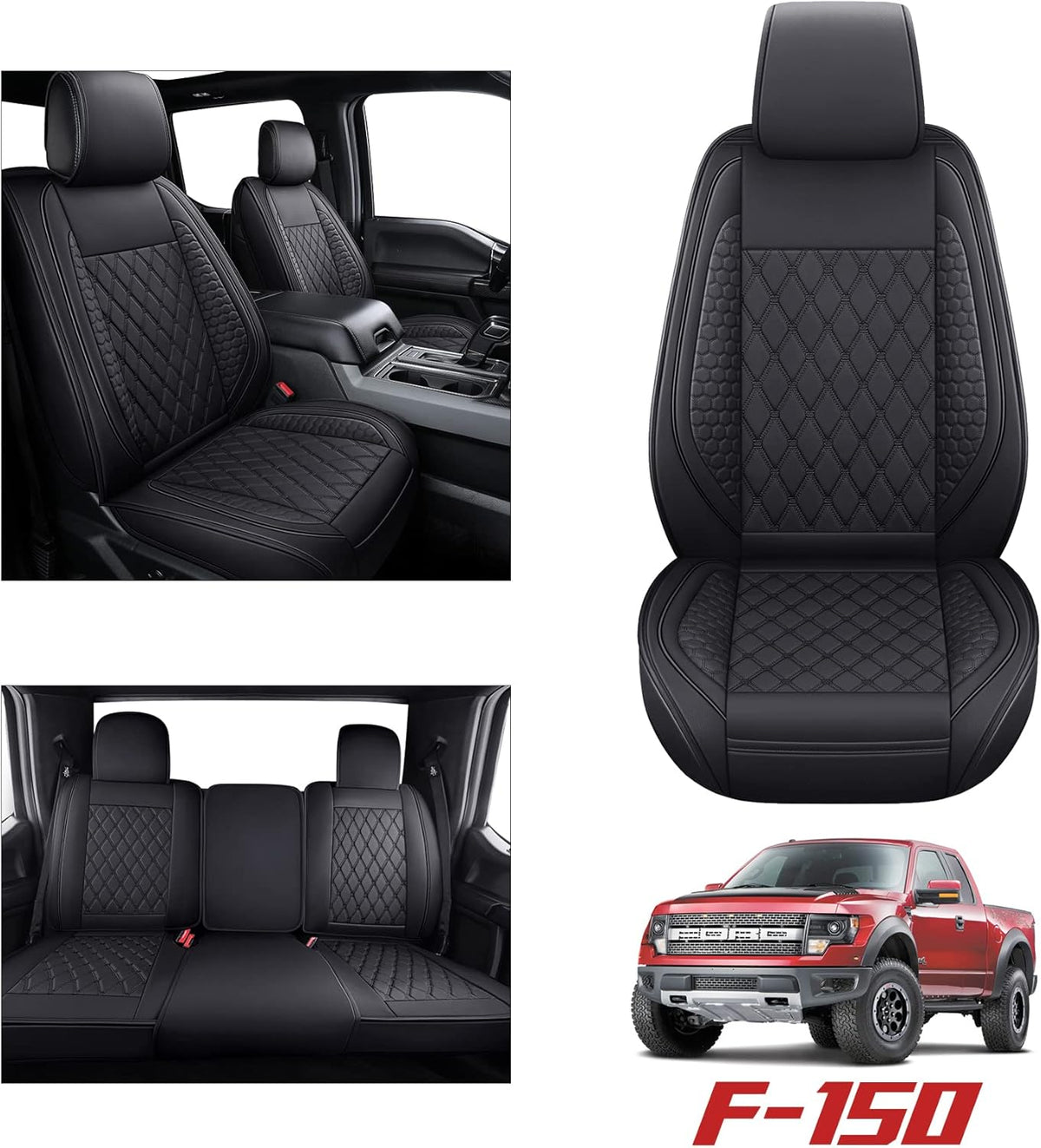 Black Waterproof Full Set Car Seat Covers for Ford F150 K3395