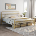 Queen Matte Black Metal Platform Bed Frame with Headboard and Footboard Z42818